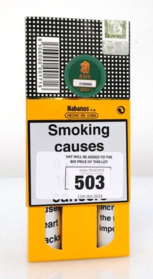 Lot 503 - 3x Cohiba Robustos Tubed Cuban Cigars Length:...