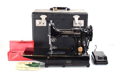 Lot 93 - A Singer 222k sewing machine, cased with...