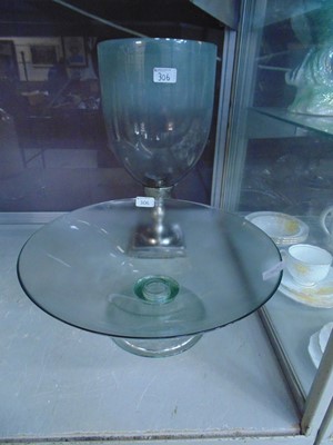 Lot 306 - A modern art style glass bowl on stand along...