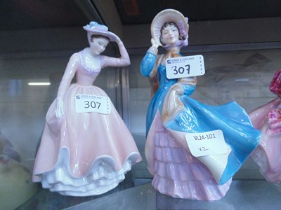 Lot 307 - Two Royal Doulton ceramic figurines 'Delphine'...