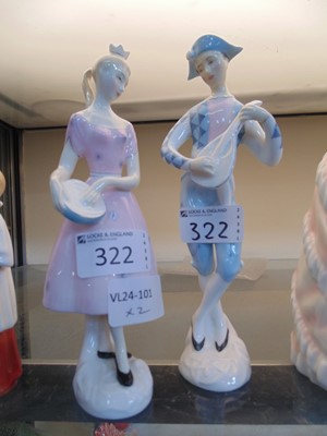 Lot 322 - Two Royal Doulton ceramic figurines 'Columbine'...