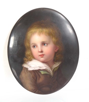 Lot 323 - A 19th century porcelain plaque decorated with...