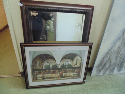 Lot 17 - A modern rectangular framed bevel glass wall...