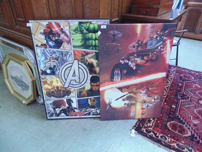 Lot 22 - A stretched canvas Star Wars print together...