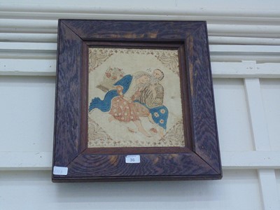 Lot 36 - An open framed embroidery of lovers