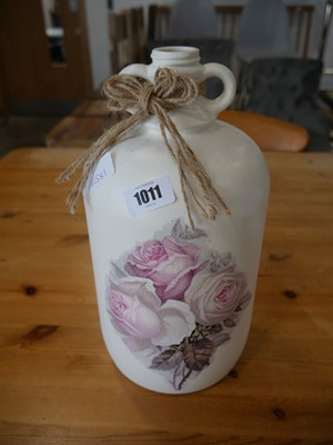 Lot 1011 - Painted Demijohn with rose motif on front