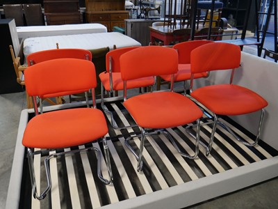 Lot 1072 - Set of 6 tubular metal with orange/red cloth...