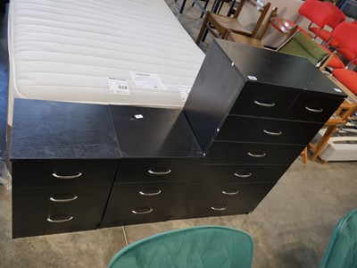 Lot 1088 - 2 black bedside cabinets with 3 drawers and...