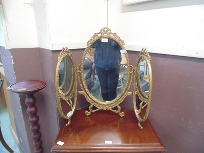 Lot 123 - A gilt painted triple vanity mirror