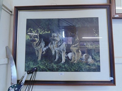 Lot 144 - A framed and glazed print of Alsatians