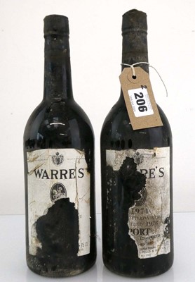 Lot 206 - 2 bottles of 1974 Warre's Late Bottled Vintage...