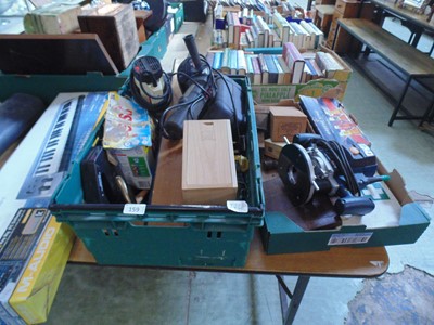 Lot 159 - Two trays of assorted electrical and hand...