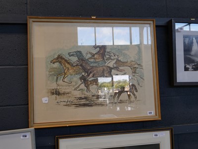 Lot 1112 - Large scale art print of wild horses