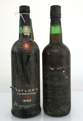 Lot 207 - 2 bottles, 1x 1986 Taylor Fladgate Late...