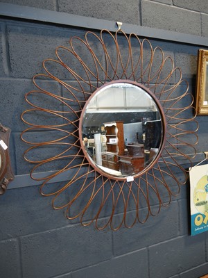 Lot 1118 - Round bevelled mirror with floral inspired...