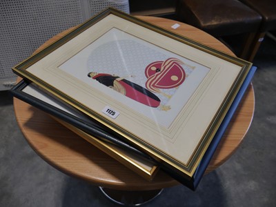 Lot 1125 - Stack of framed prints incl. art decor style,...