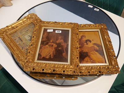 Lot 1126 - 3 prints in gold coloured ornate frames of...