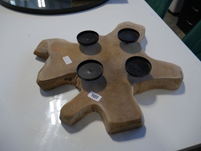 Lot 1127 - Wooden stand with 4 candle holders