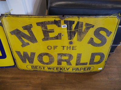 Lot 1129 - Large News of the World Enamel metal...