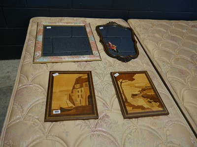 Lot 1051 - 2 framed mirrors and 2 wood block prints