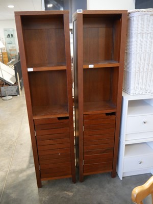 Lot 1056 - 2 slimline display cabinets with 2 shelves and...