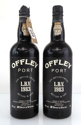 Lot 220 - 2 bottles of 1983 Offley Late Bottled Vintage...