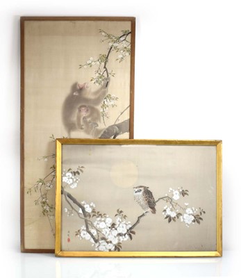 Lot 97 - A Japanese watercolour on silk depicting two...