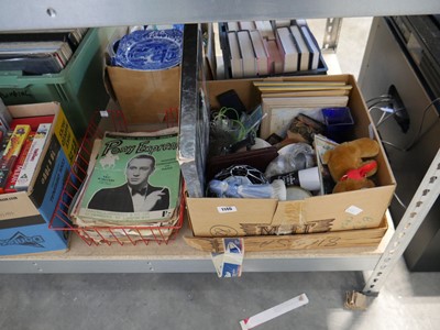 Lot 1146 - Metal tray containing sheet music and box...