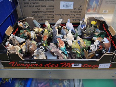 Lot 1155 - Cardboard tray containing ornamental birds...