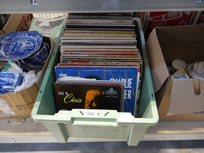 Lot 1163 - Plastic crate containing albums incl. Charlie...