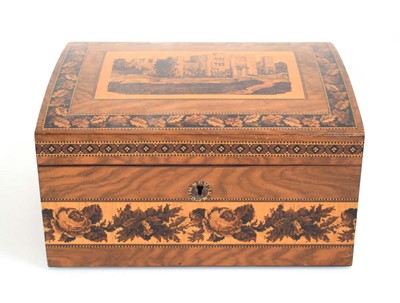 Lot 98 - A 19th century Tunbridge ware stationery box,...