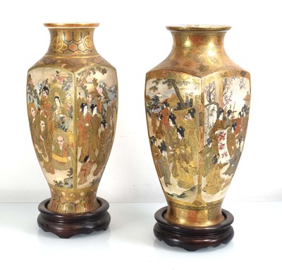 Lot 324 - A near pair of Japanese Meiji Period vases...