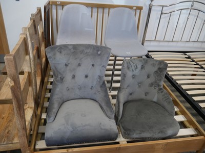 Lot 1014 - Pair of light grey upholstered dining chairs...