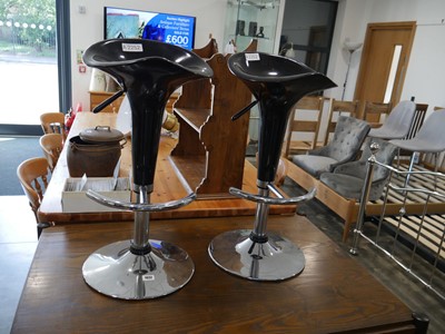 Lot 1032 - 2 bar height adjustable stools with black...