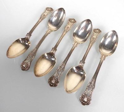 Lot 433 - A set of six Victorian silver Kings pattern...