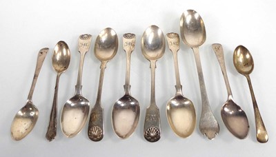 Lot 434 - A set of five Victorian silver fiddle and...