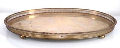 Lot 445 - An oval silver plated tray with pierced...