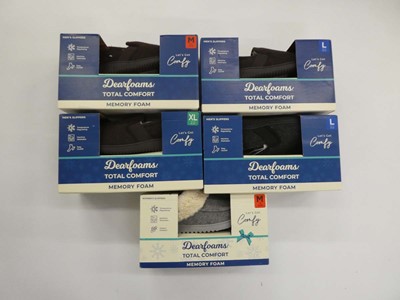 Lot 3802 - 5 boxed Dearfoam slippers - 4 pairs of men's...