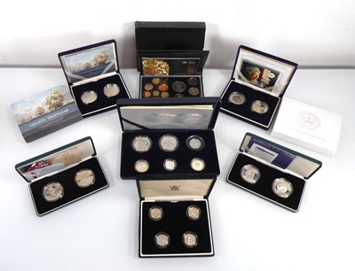 Lot 455 - Six collectable silver coin sets comprising:...