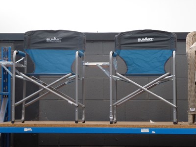 Lot 4053 - Pair of folding deck chairs with built in...