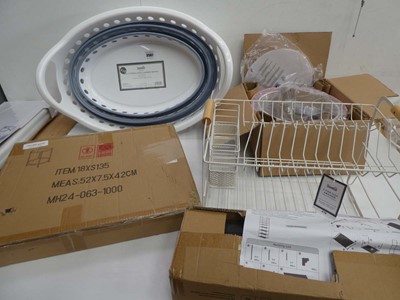 Lot 3507 - 2 tier dish rack, collapsible laundry basket,...