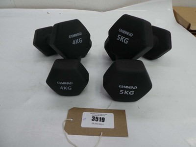 Lot 3519 - 2 x 5kg & 2 x 4kg hand weights