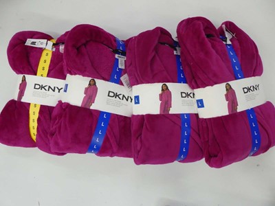 Lot 3858 - Bag containing 4 DKNY long plush robes in pink