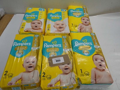 Lot 3537 - 5 packs Pampers No. 1 new baby nappies