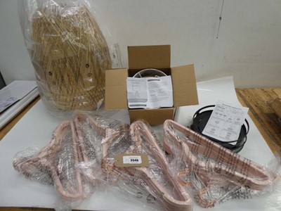 Lot 3546 - Quantity of clothes hangers, 2 dimmable wooden...