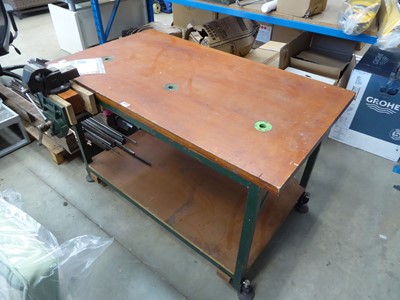 Lot 4292 - Steel framed mobile workbench with Victor vice...