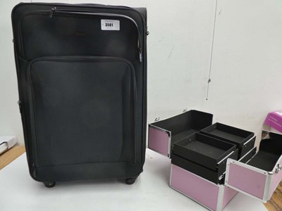 Lot 3561 - John Lewis 4 wheel suitcase and Pink cosmetic...