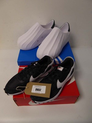 Lot 3657 - Boxed pair of Nike Waffle Debut, black/white,...