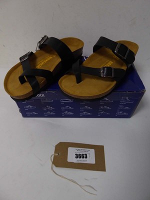 Lot 3663 - Boxed pair of Birkenstock sandals, black, EU 37