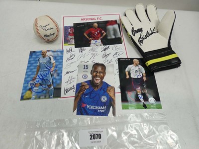 Lot 2070 - Mixed sports memorabilia bearing signatures...